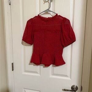 Express Red Polka Dot Blouse